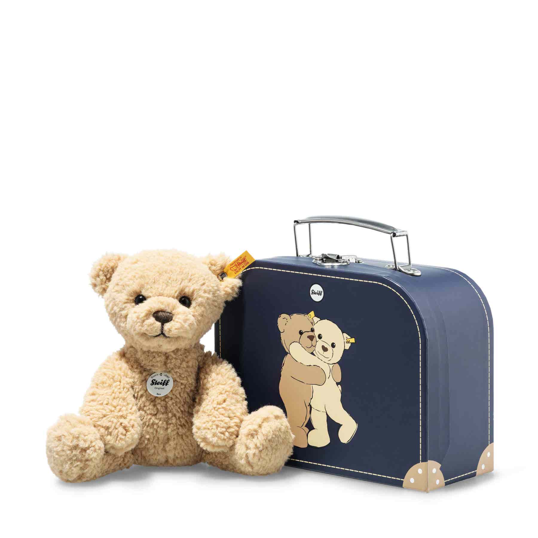 Kuscheltiere im Koffer/Teddy beige/blau 28cm Steiff Ben