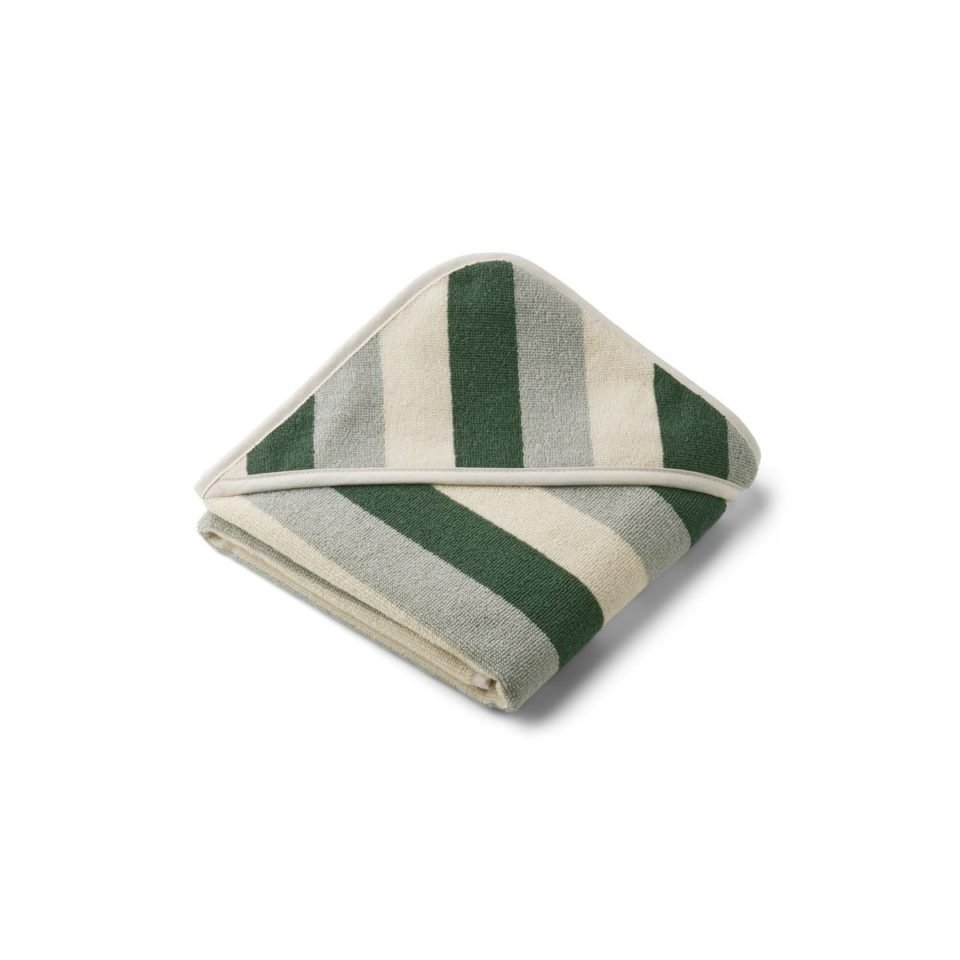 Handtücher Kapuzentuch beige/grau/grün 65 x 65 cm Streifen Liewood