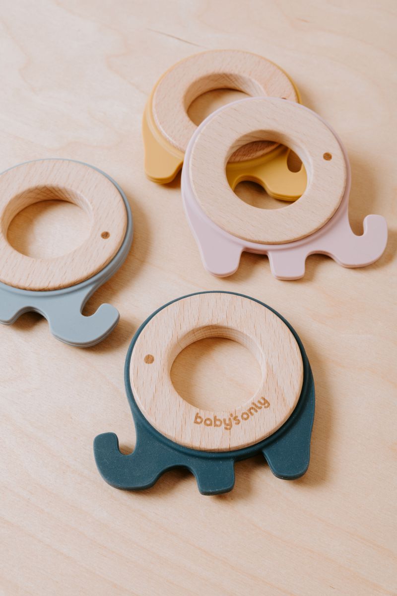 Babyspielwaren Beißring blau Baby´s only Elefant Silikon/Holz