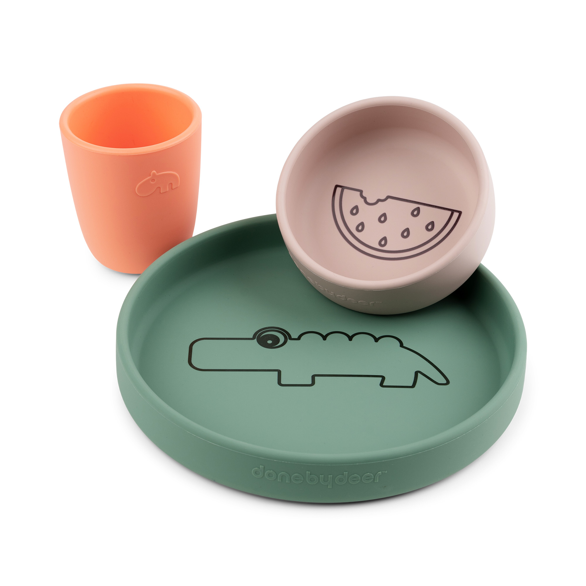 Tischkultur - Set - grün/orange/rosa - Silikon - Done by deer
