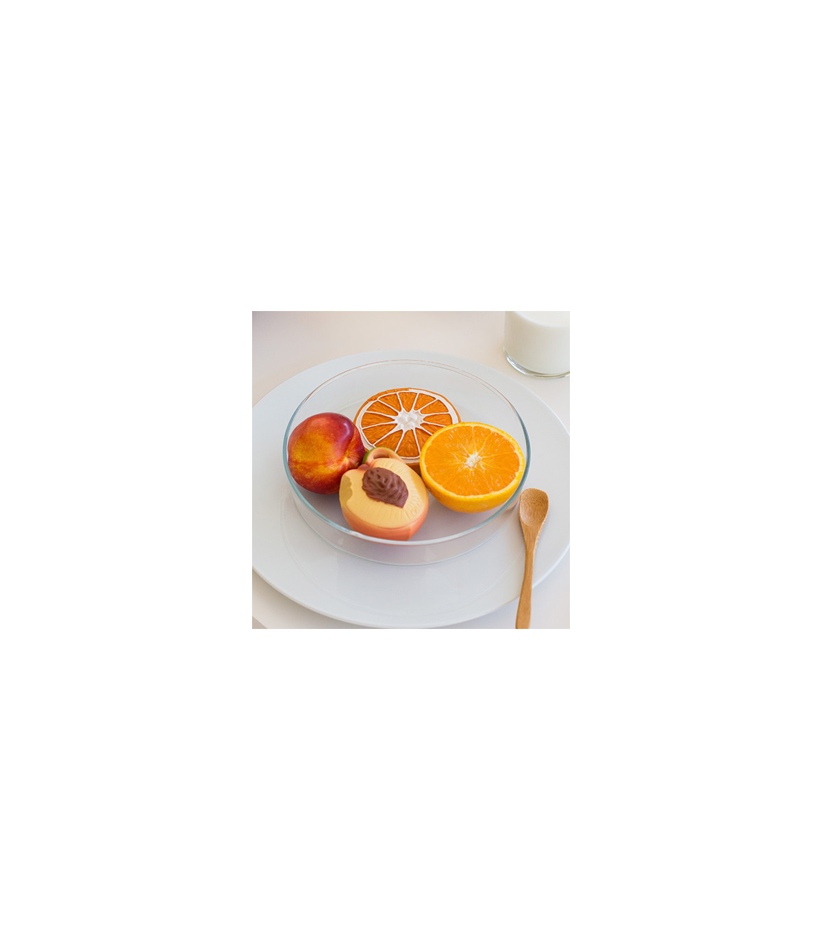 Greifling Beißring braun/orange Pfirsichhälfte Oli & Carol
